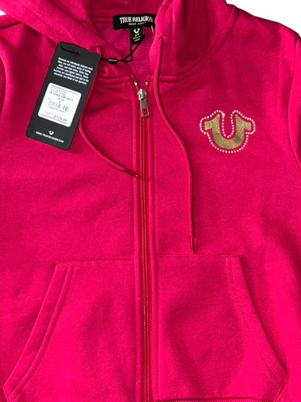 TRUE RELIGION BLING GLITTER SILVER WINGS FLEECE ZIP UP HOODIE NWT - Picture 11 of 11